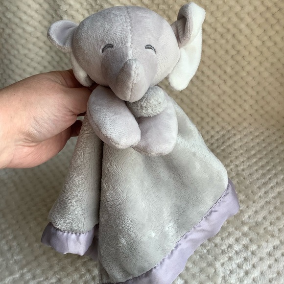Carters Plush Grey Elephant Lovey Stuffed Animal Security Blanket Toy - Picture 2 of 5